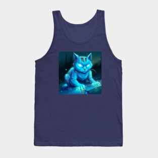 Futuristic Techno Cyber Cat Tank Top